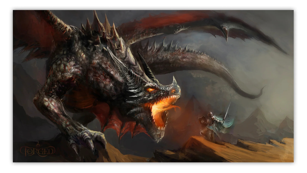 Dragon Knight Reversible Dice Tray illustration by Forged Gaming