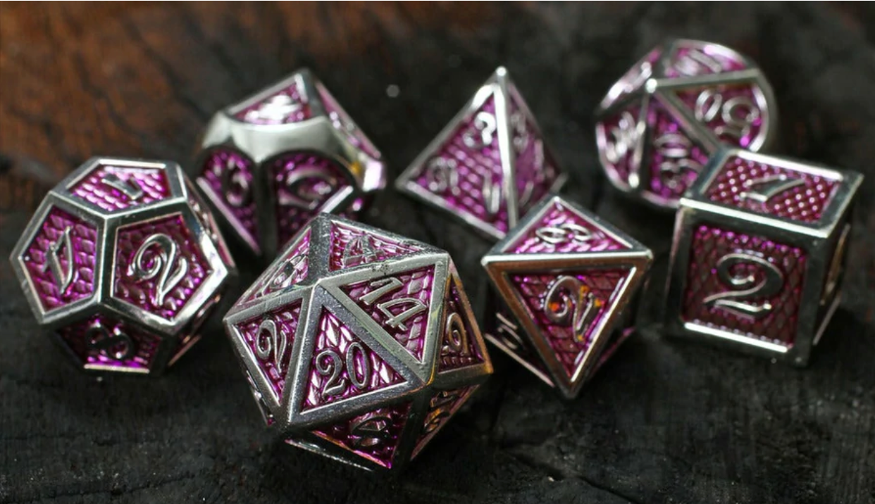 Amethyst Dragon Set of 7 Metal Dice