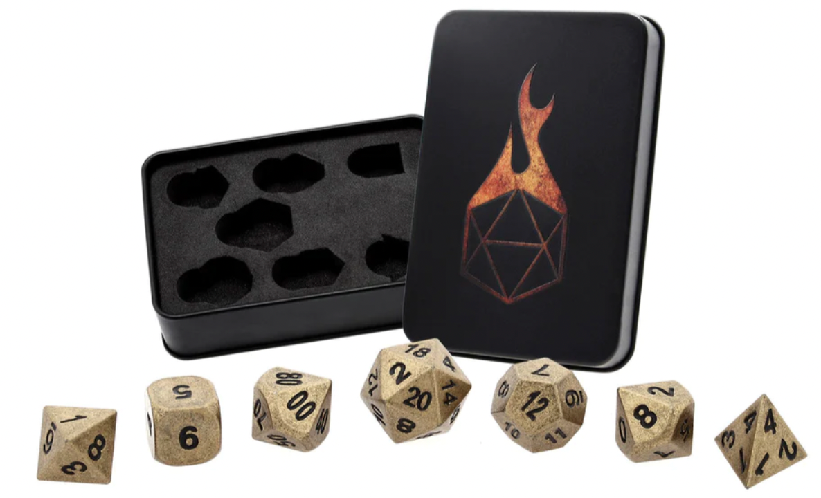 Ancient Gold Set of 7 Metal Dice