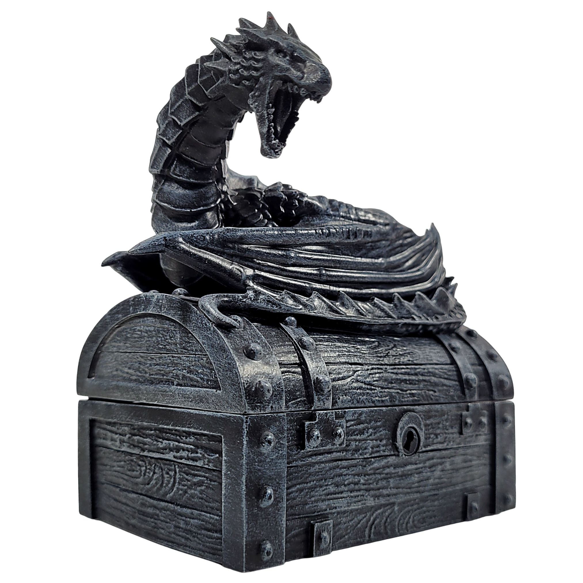This is a white background image of the Stone colored Forged Gaming Wyvern Dice Chest.