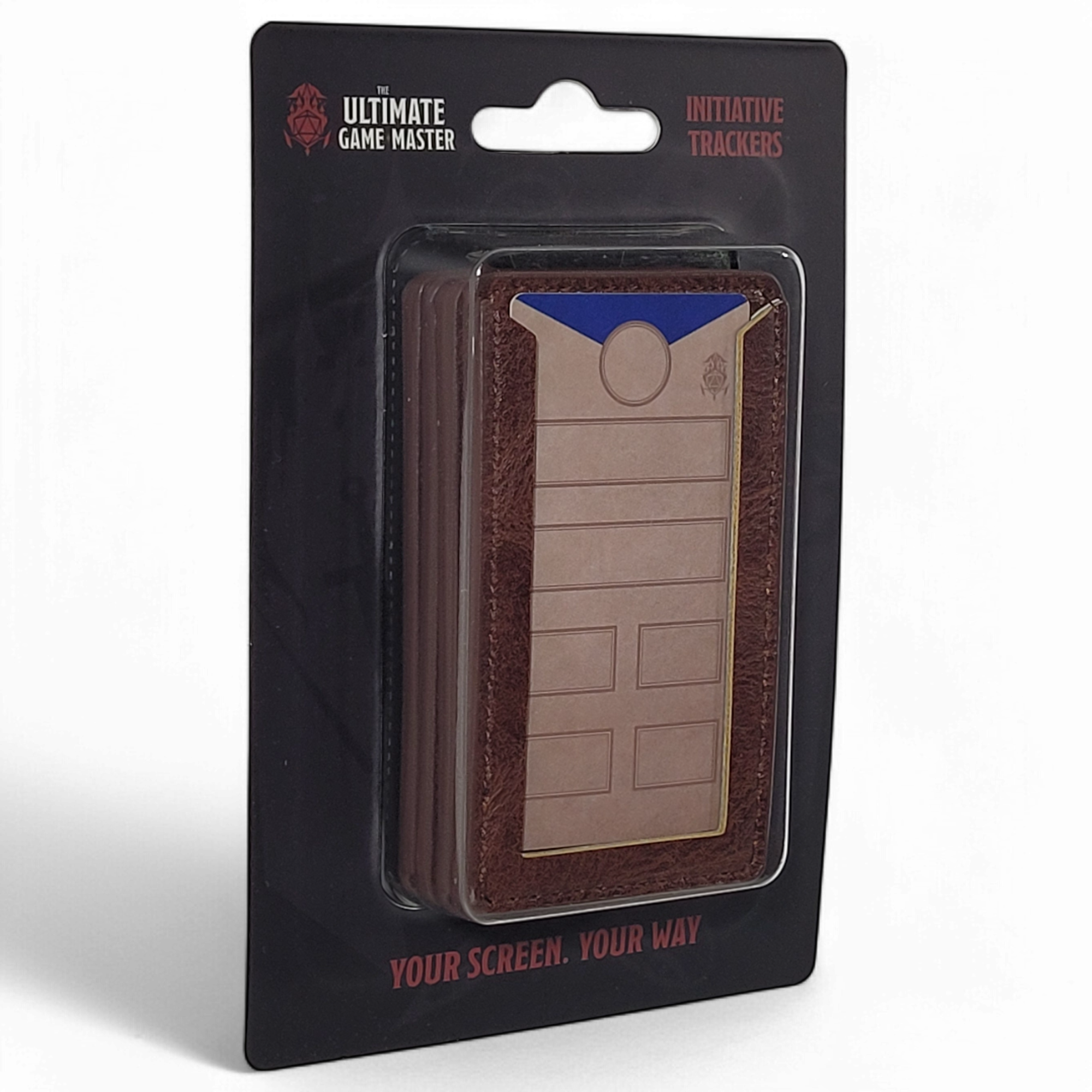 This is a white background image of the Ultimate Game Master Screen Initiative Tracker Set in retail packaging.
