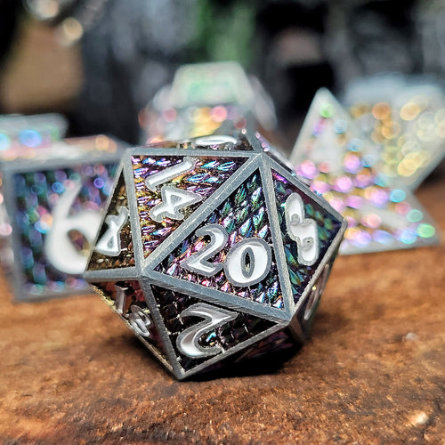 Dragon Scale Rainbow Dragon Set of 7 Metal Dice