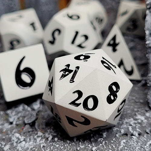 Forged Signature Monochrome Black Metal RPG Dice Set of 7