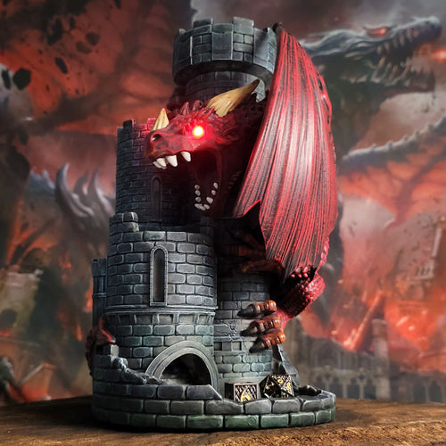 Red Dragon Castle Resin Dice Tower