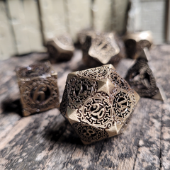Ancient Gates Hollow Metal RPG Dice Set