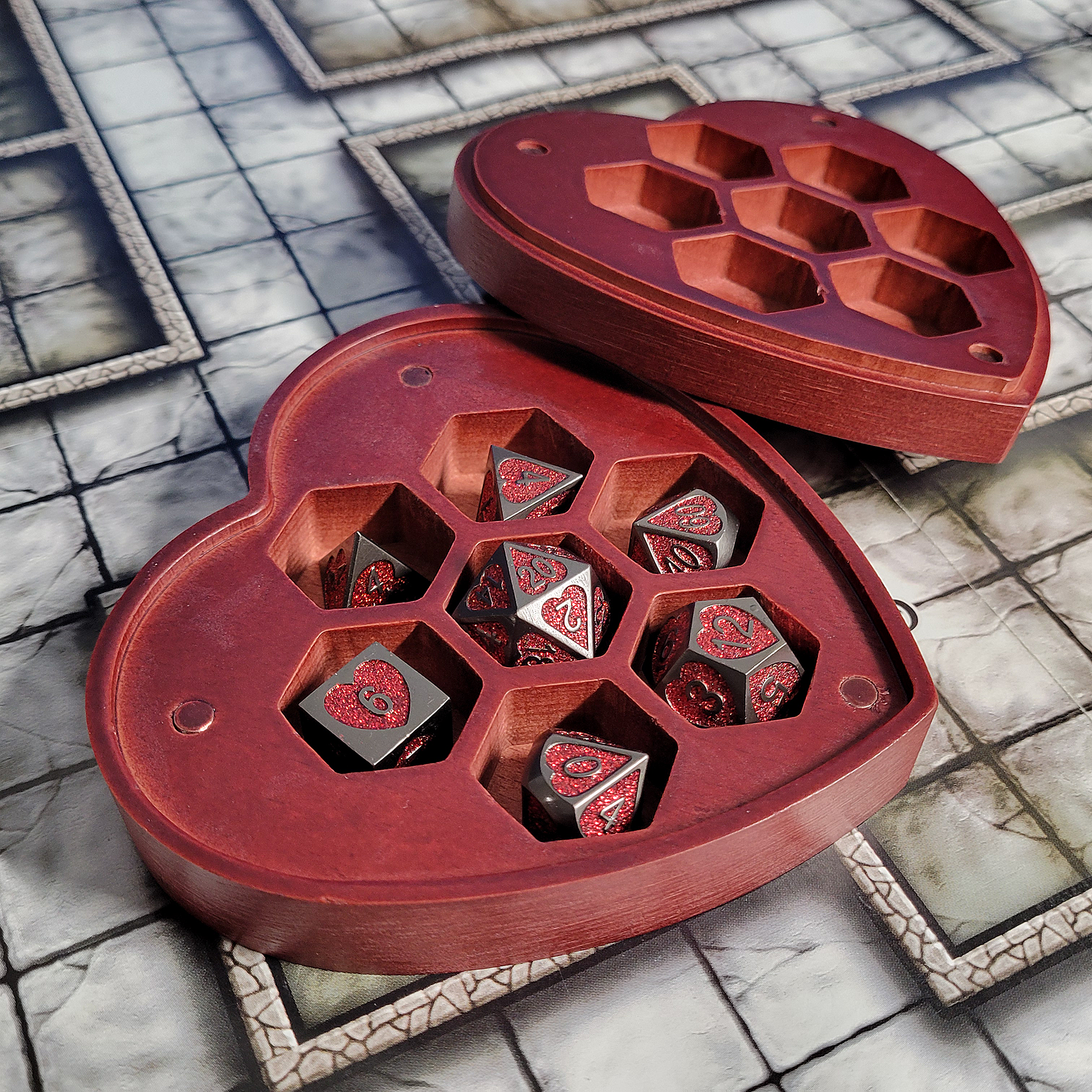 Dark Heart Set of 7 Heart-Shaped Metal RPG | Forged Gaming