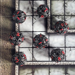 Dragons Bauble Gunmetal Red Hollow Metal RPG Dice Set