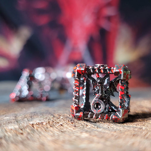 Dragon's Immure Silver Blood Hollow Metal RPG Dice Set