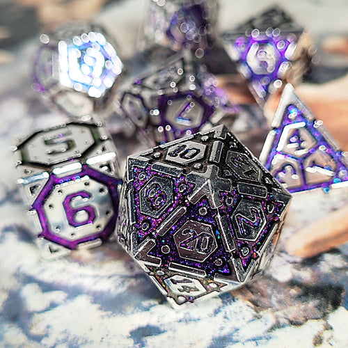 Nexus Purple Metal RPG Dice Set of 7