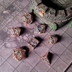 Orox Sees Copper Blue Hollow Metal RPG Dice Set