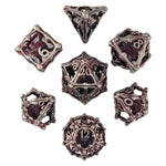 Grave Watcher Silver Red Hollow Metal RPG Dice Set
