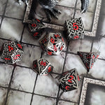 Sacred Hollows Silver Red Hollow Metal RPG Dice Set
