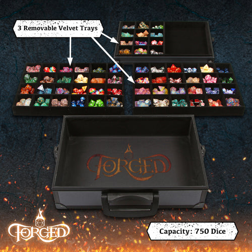 Dice Display Case and Dice Tray with 3 Removable Divided Dice Trays - Dice Case Holds up to 720 Metal or Plastic Polyhedral Dice
