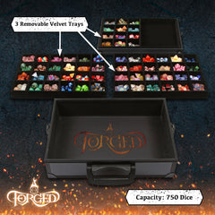 Dice Display Case and Dice Tray with 3 Removable Divided Dice Trays - Dice Case Holds up to 720 Metal or Plastic Polyhedral Dice