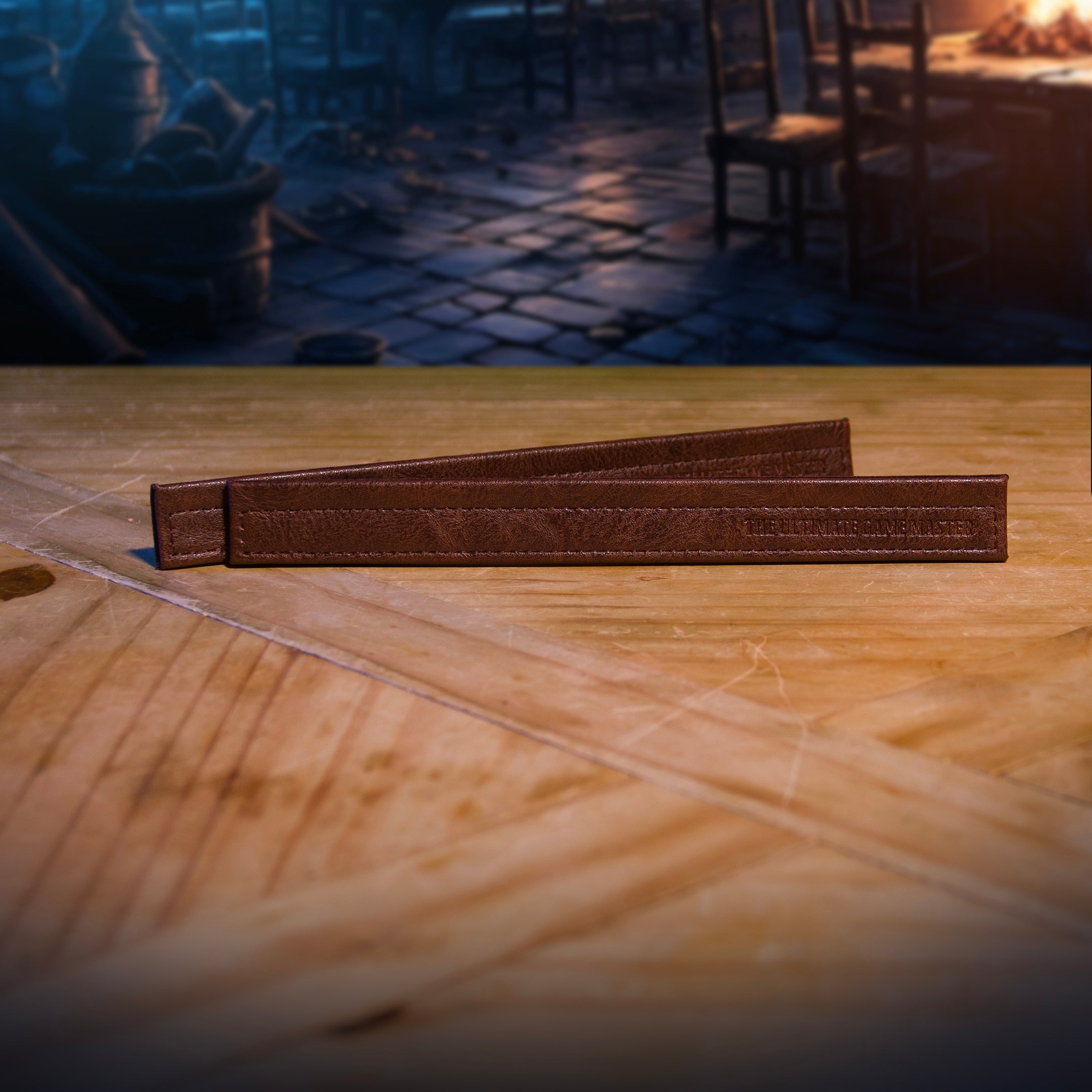 This is an environmental photo of the contents of the Ultimate Game Master Screen Mag Bar Pack displayed on a table.