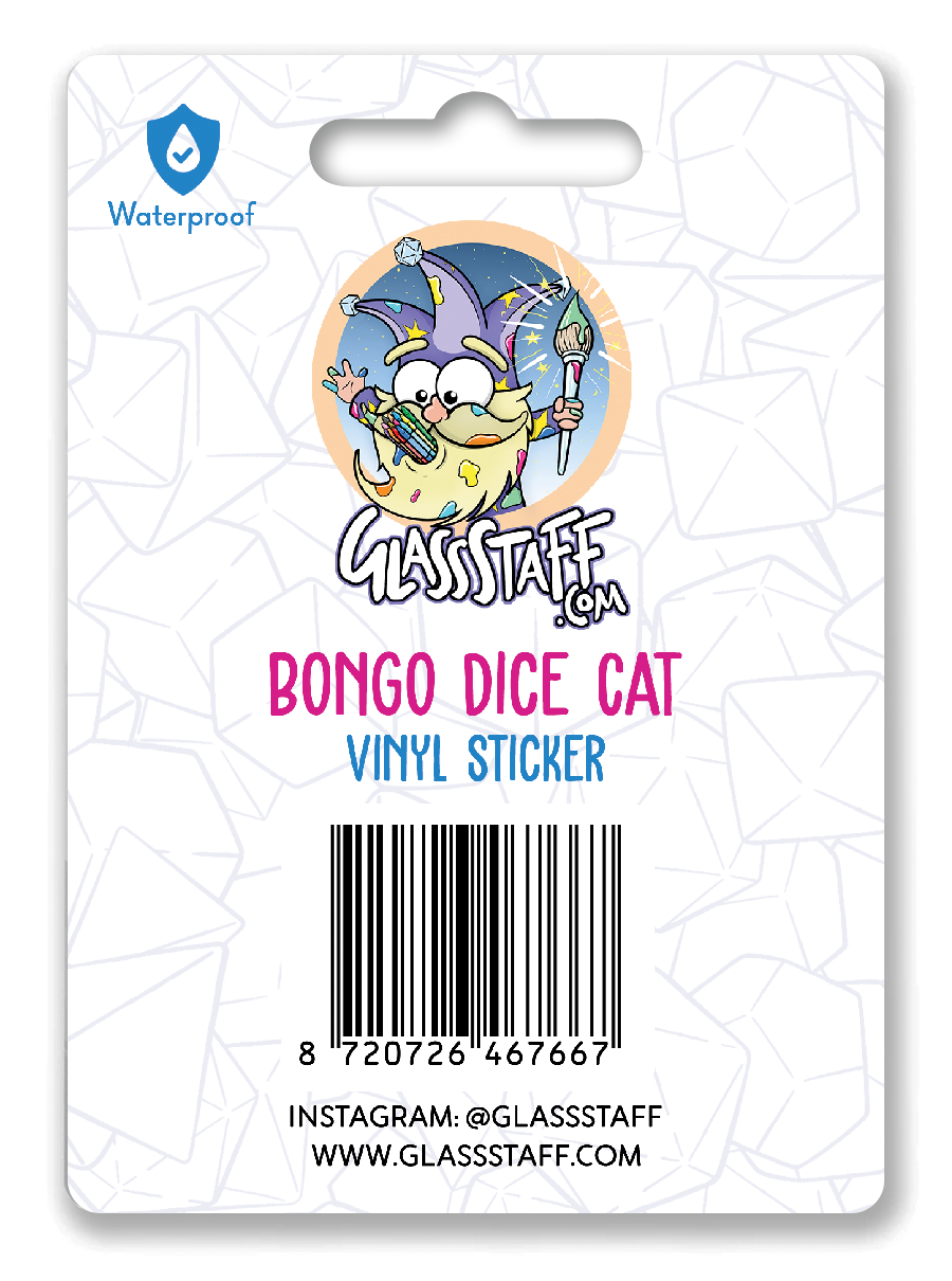 Kawaii Dice Cat Waterproof Die Cut Vinyl Sticker