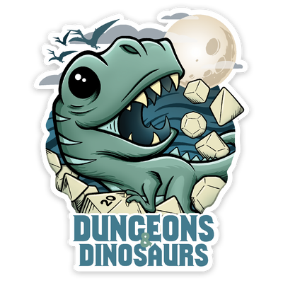 Dungeons & Dinosaurs Waterproof Die Cut Vinyl Sticker