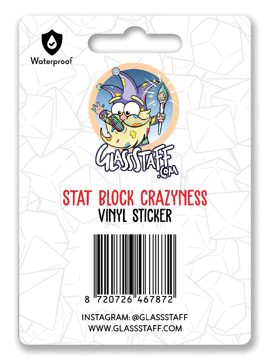 Crazy Stat Block Waterproof Die Cut Vinyl | Forged Gaming