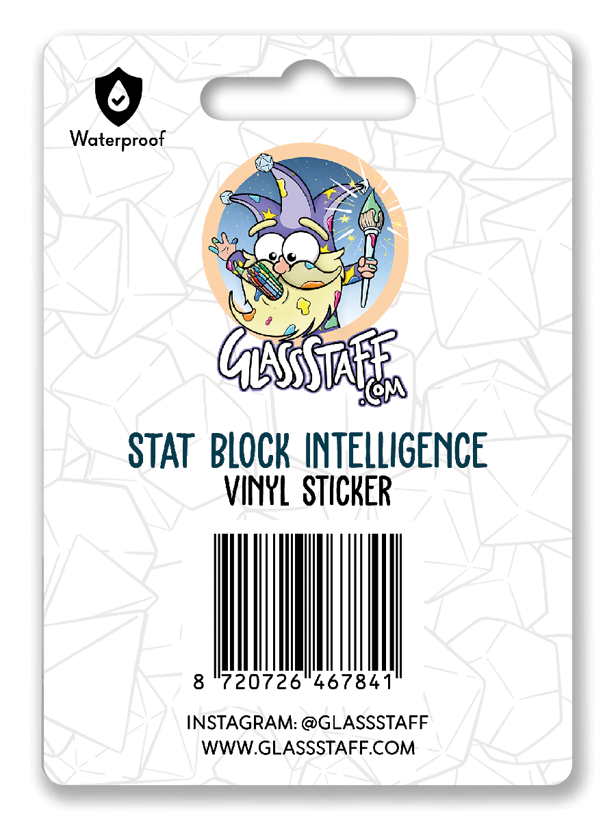 Intelligence Stat Block Waterproof Die Cut Vinyl Sticker