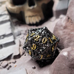 7th Circle Black and Gold Hollow Metal RPG Dice Set