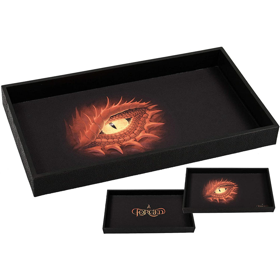 Red Dragon Eye 14" Dice Tray with Double Sided and Removable Neoprene Rolling Dice Mat