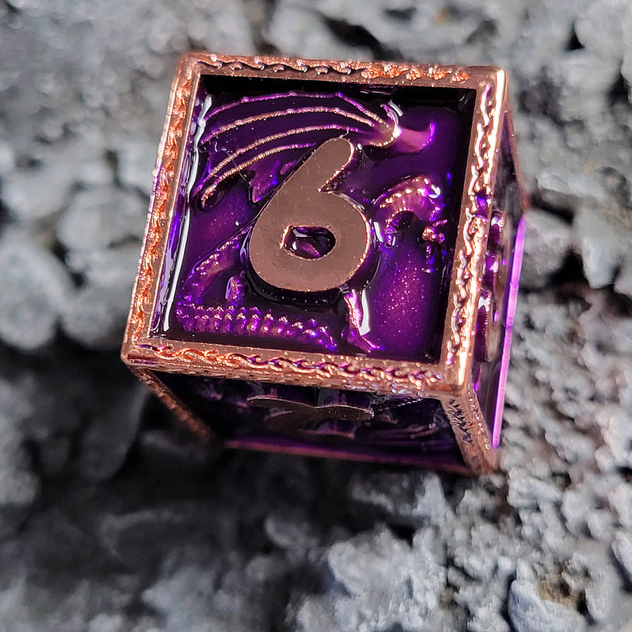 Violet Wyrm Metal RPG Dice Set