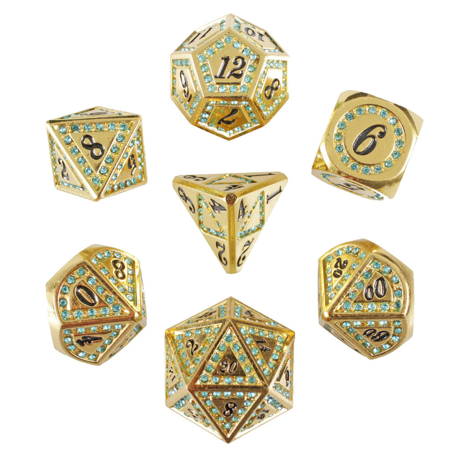 Bejeweled Treasure 7-Piece Metal Dice Set