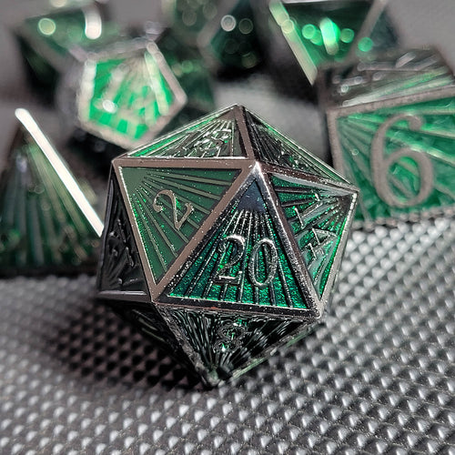 Deco Green  Metal RPG Dice Set of 7