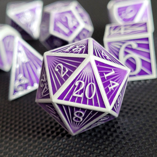 Deco Purple Metal RPG Dice Set of 7