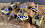 Forged Lore Antique Bronze with Blue Mica 7-Piece Metal Dice Set