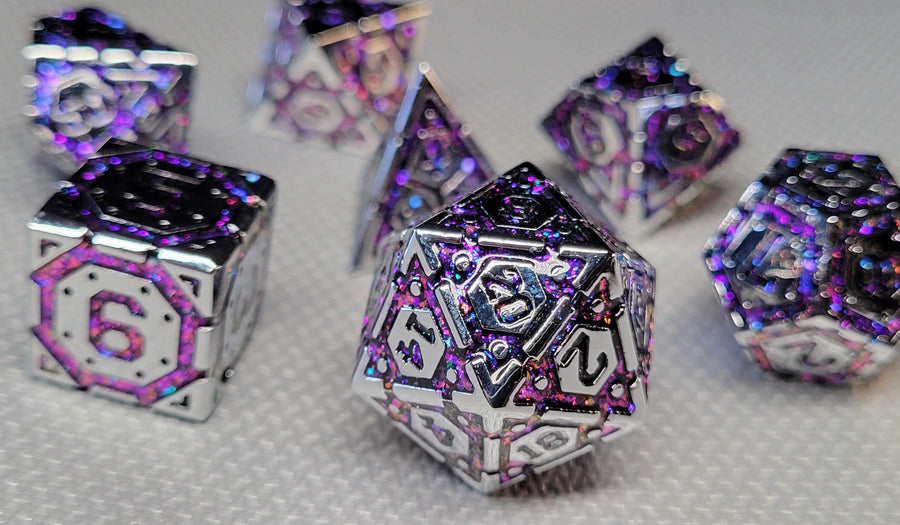 Nexus Purple 7-Piece Metal Dice Set
