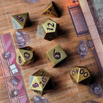 Forged Lore Antique Gold with Red Mica 7-Piece Metal Dice Set