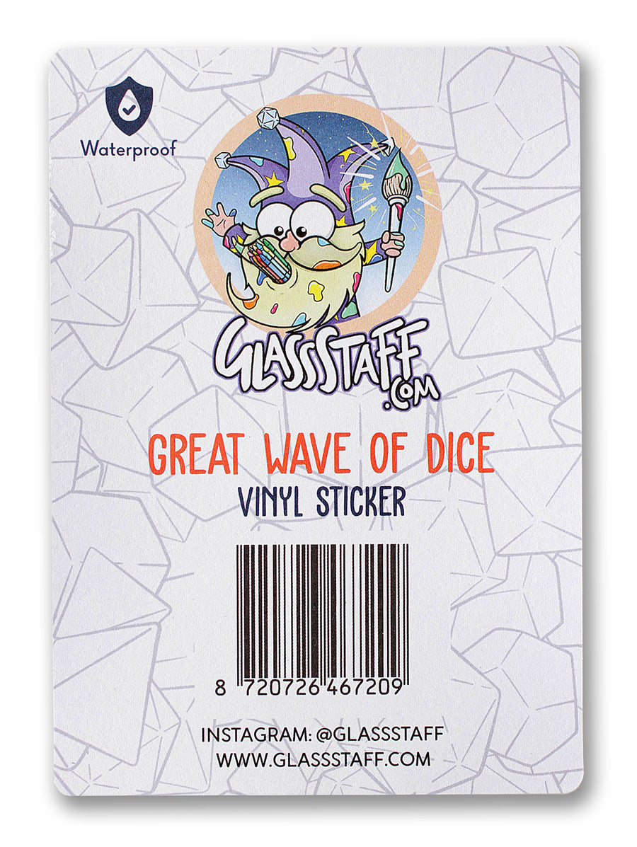 Great Wave of Dice Waterproof Die Cut Vinyl Sticker
