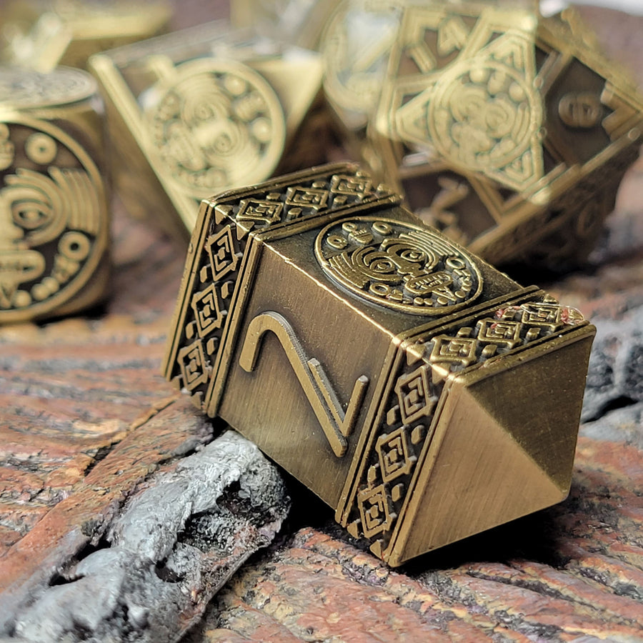 Nahuatl's Chance Bronze Metal RPG Dice Set