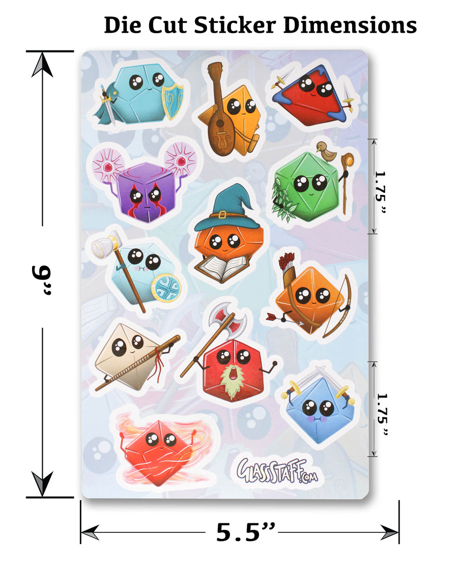 Kawaii Dice Classes. Dnd Gift Stickers