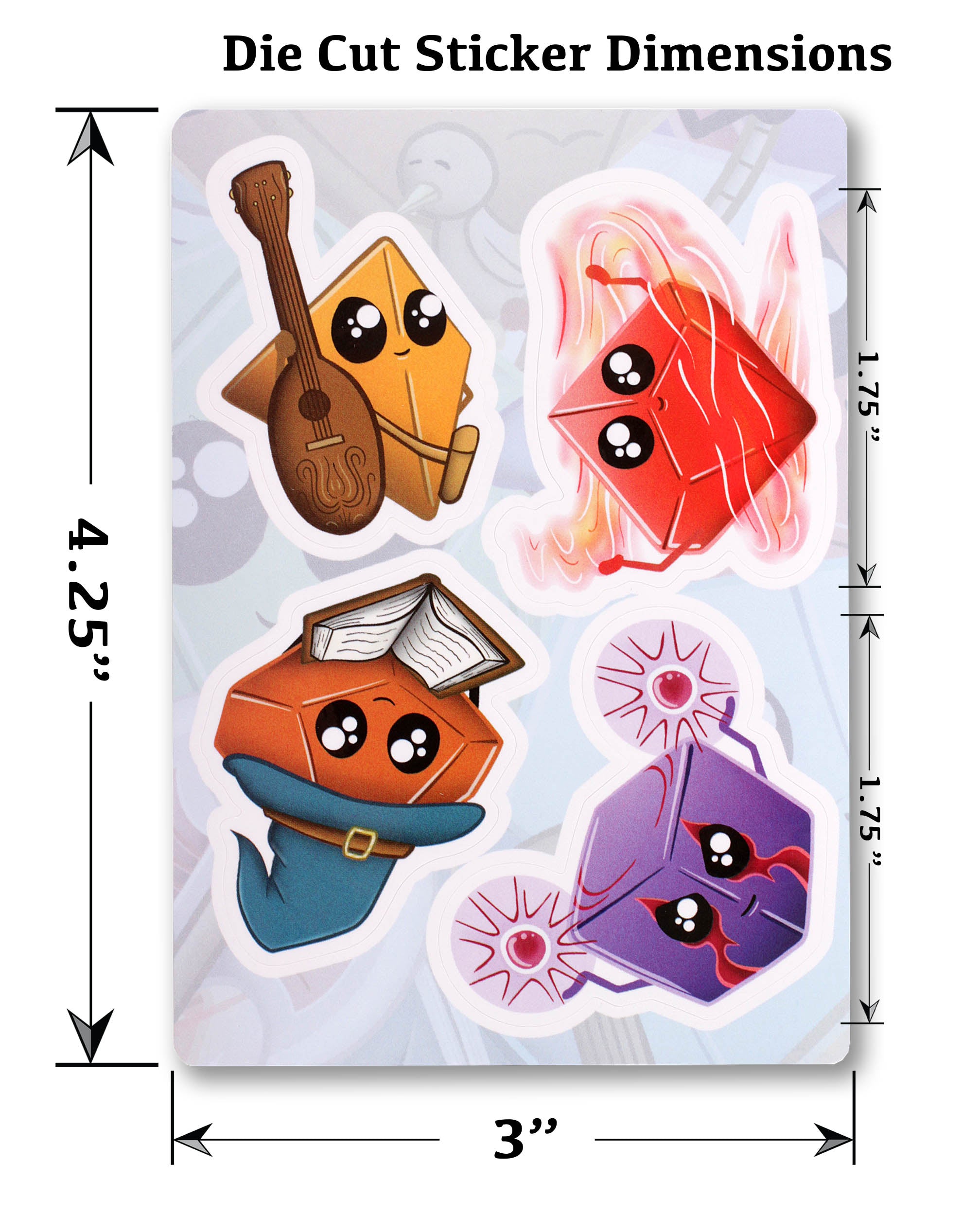 Kawaii Dice Classes Pack 2. DND Gift Sticker