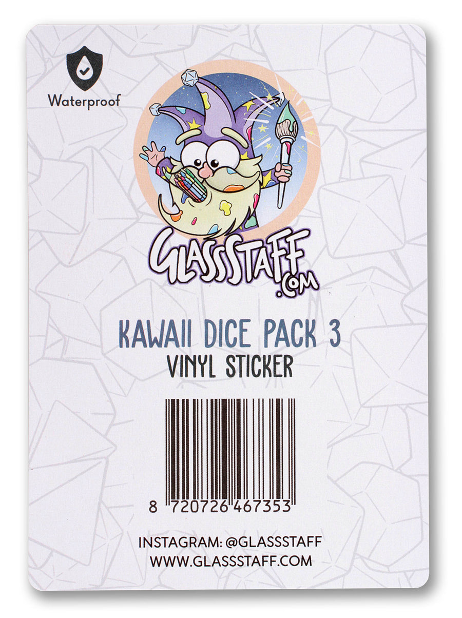 Kawaii Dice Pack 3 Waterproof Die Cut Vinyl Stickers – Forged Gaming