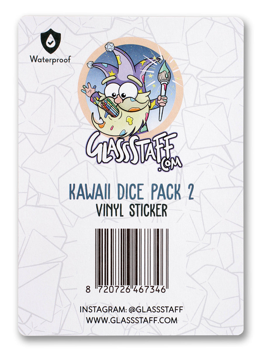Kawaii Dice Pack 2 Waterproof Die Cut Vinyl Stickers