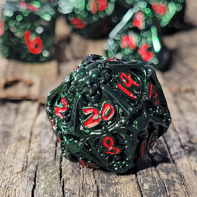 Lich's Throne Green Hollow Metal RPG Dice Set