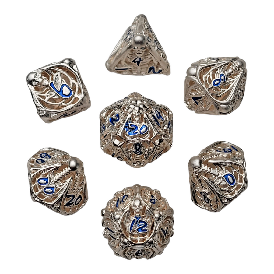 Lich's Throne Silver Hollow Metal RPG Dice Set