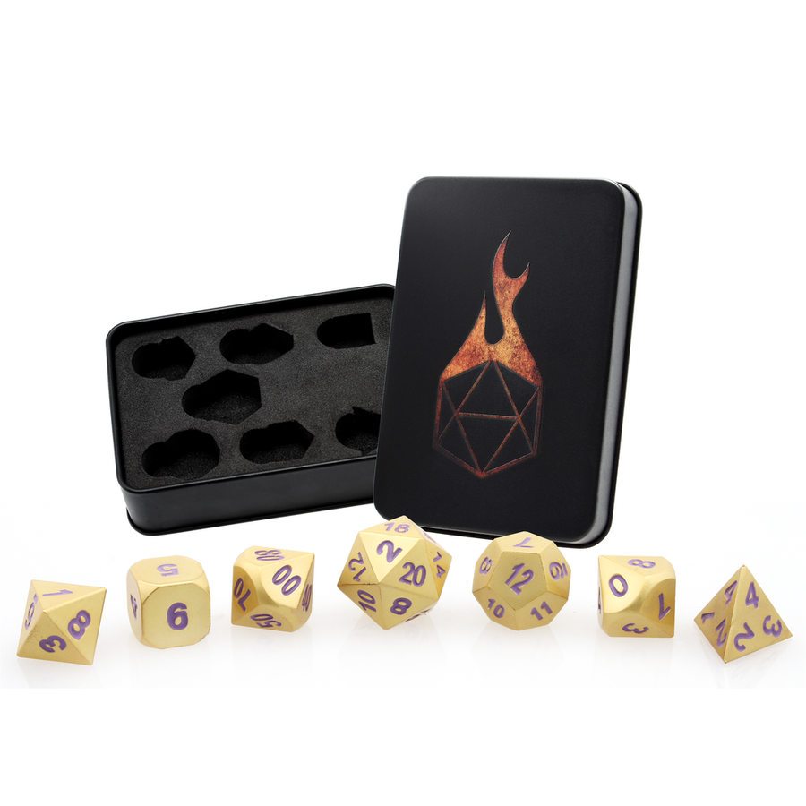Sorcerers Gold Set of 7 Metal Dice