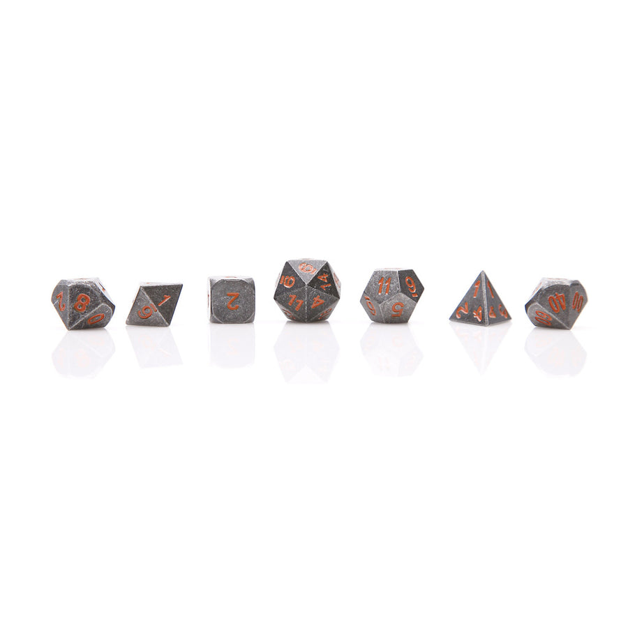 Iron Orange Set of 7 Metal Dice
