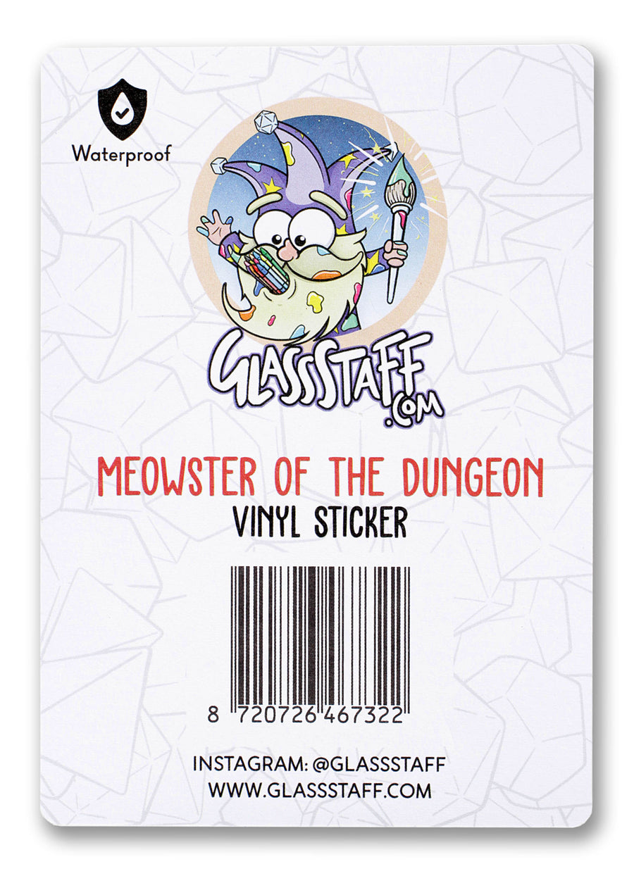 Meowster of the Dungeon Waterproof Die Cut Vinyl Stickers