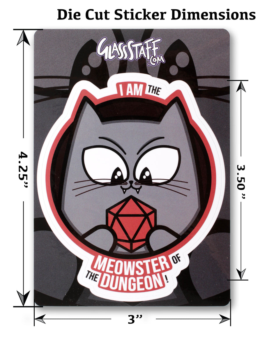Meowster of the Dungeon. Dungeons and Dragons gift sticker.