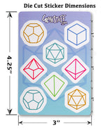 Minimalist Dice Stickers. Dungeons and Dragons Gift Sticker