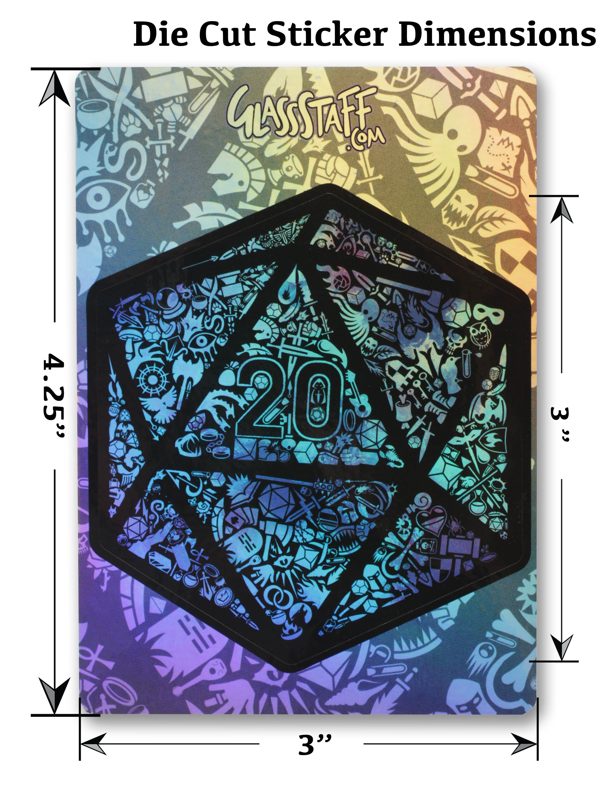Mosaic D20. Dnd gift sticker