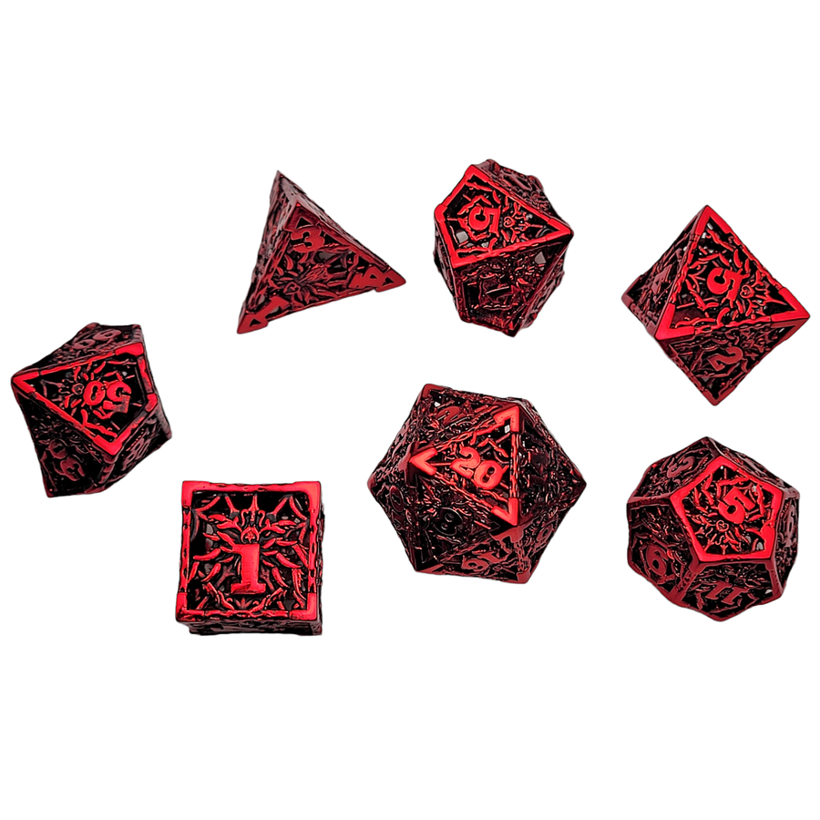 Red Widow 7-Piece Hollow Metal Dice Set