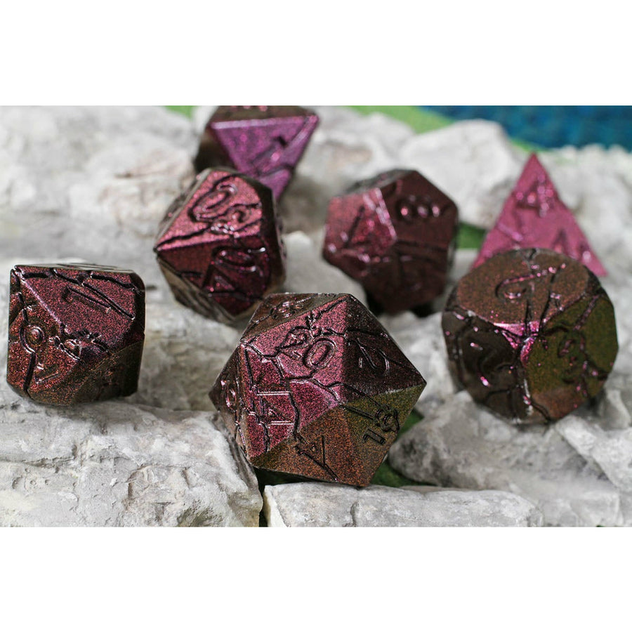 Scarred Allure 7-Piece Metal Dice Set