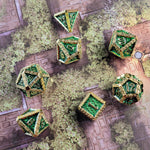 Sentry Gold Green Metal RPG Dice Set