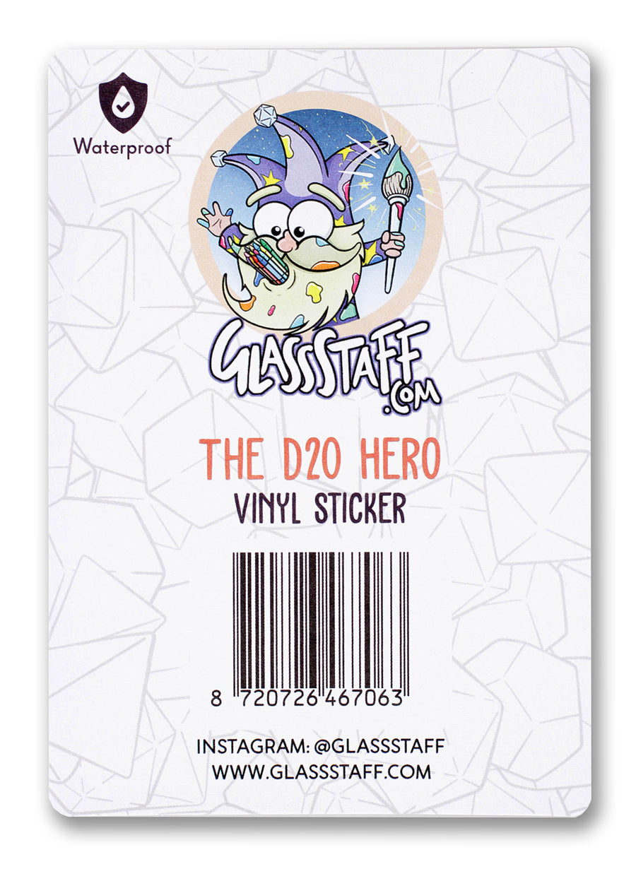 D20 Hero Waterproof Die Cut Vinyl Sticker